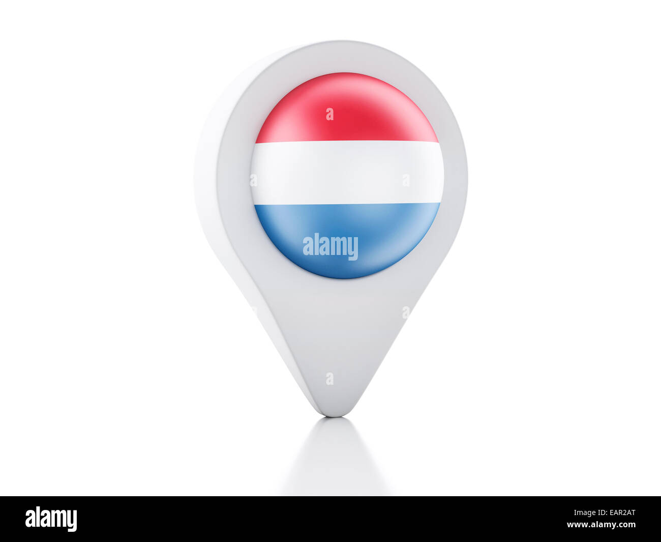 Image du pointeur de carte Pays-bas icône drapeau sur fond blanc. Moteur de rendu 3D Banque D'Images