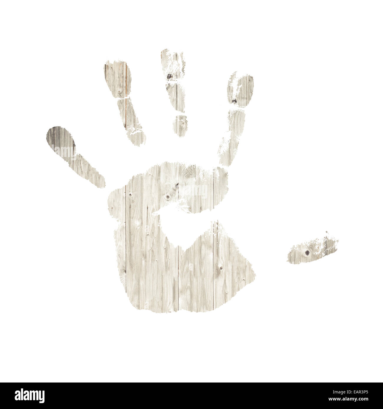 Handprint avec texture, en bois isolé. Banque D'Images