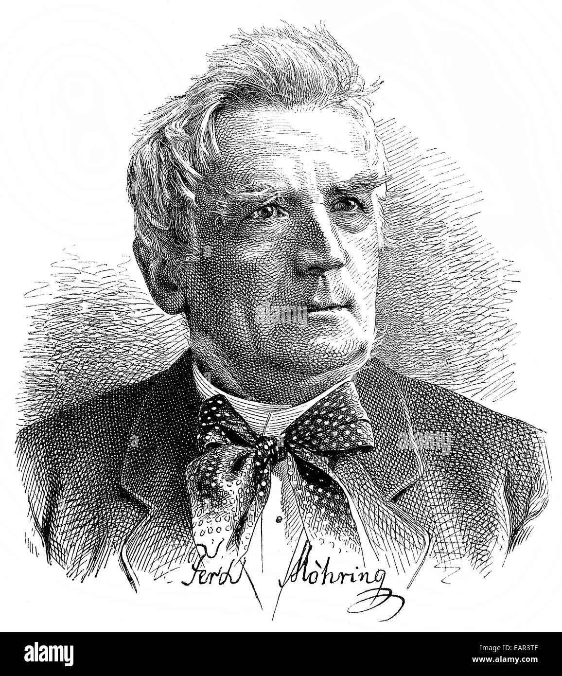 Ferdinand Moehring, 1816 - 1887, un compositeur allemand, compositeur, chef d'orchestre et organiste, Portrait von Ferdinand Möhring, 1816 - Banque D'Images