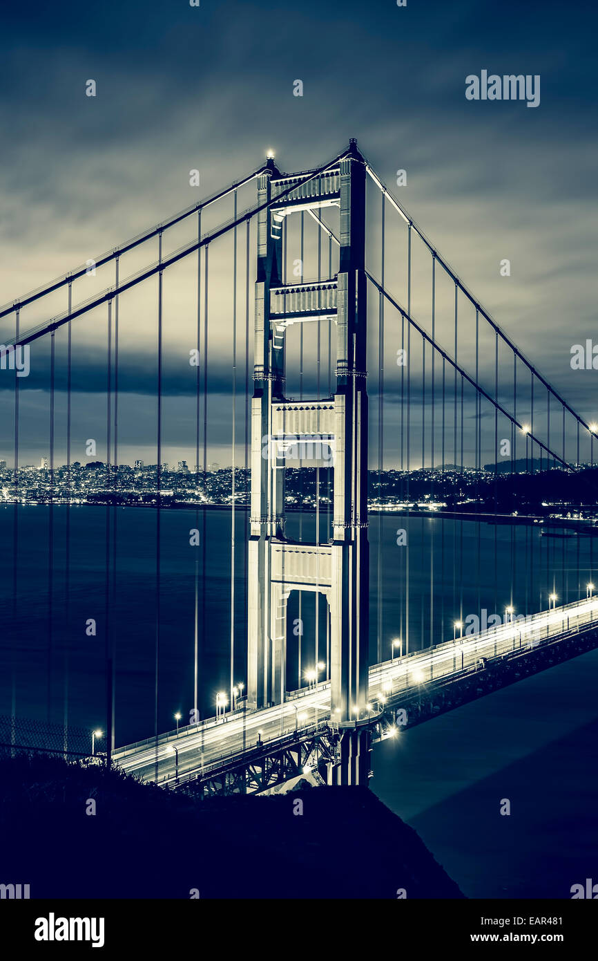 Golden Gate Bridge, San Francisco, le traitement photographique spécial. Banque D'Images