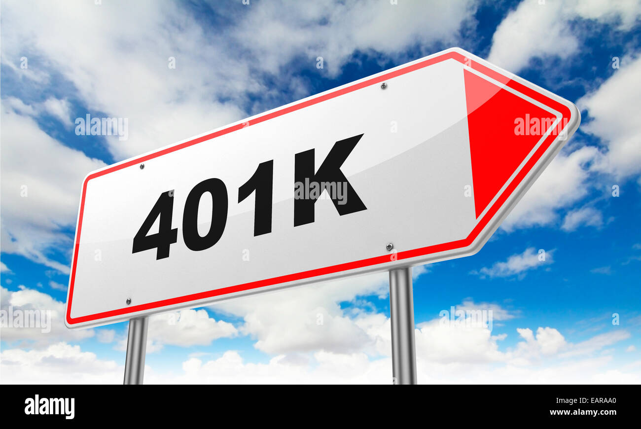 401K Inscription sur Red Road Sign. Banque D'Images