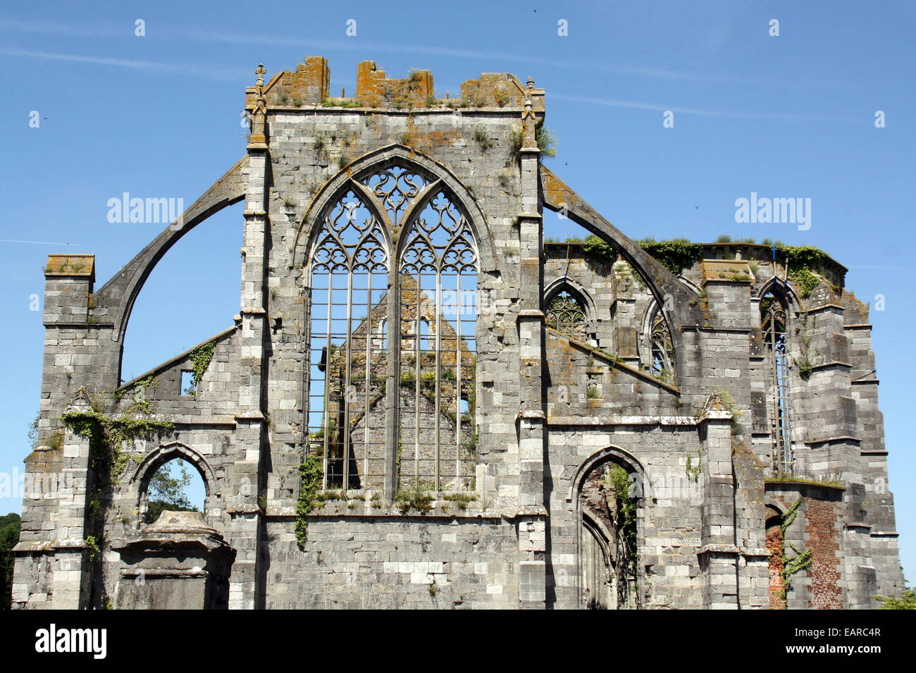 Ruines de l'abbaye d'Auine Cistercienzer à Gozee. Ardennes Belge Banque D'Images
