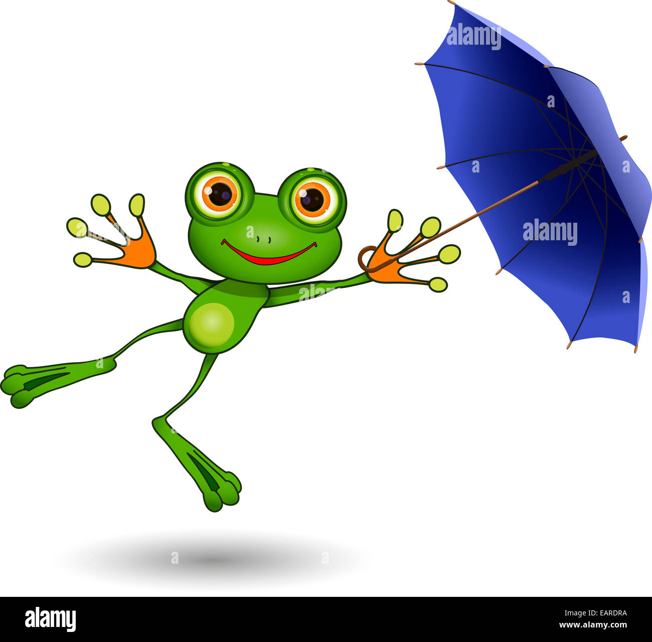 Illustration d'un dessin animé avec parapluie grenouille Photo Stock - Alamy