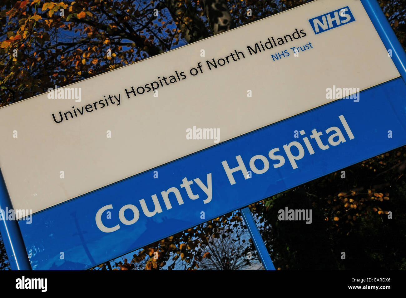 Inscrivez-vous pour l'Hôpital du comté de Stafford, le nouveau nom depuis novembre 2014 pour l'hôpital de Stafford Staffordshire England UK Banque D'Images