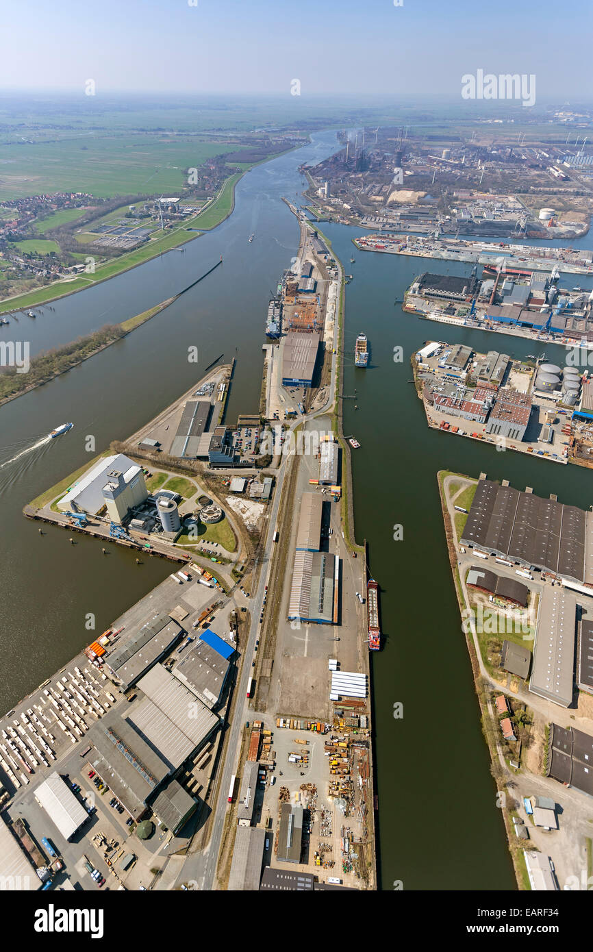 Vue aérienne, port de Brême, ports de la rivière Weser, Bremen, Brême, Allemagne Banque D'Images