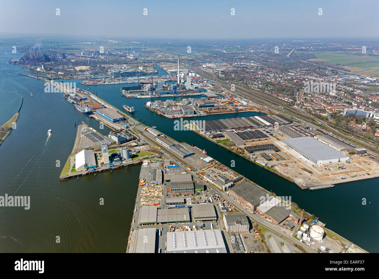 Vue aérienne, port de Brême, ports de la rivière Weser, Bremen, Brême, Allemagne Banque D'Images