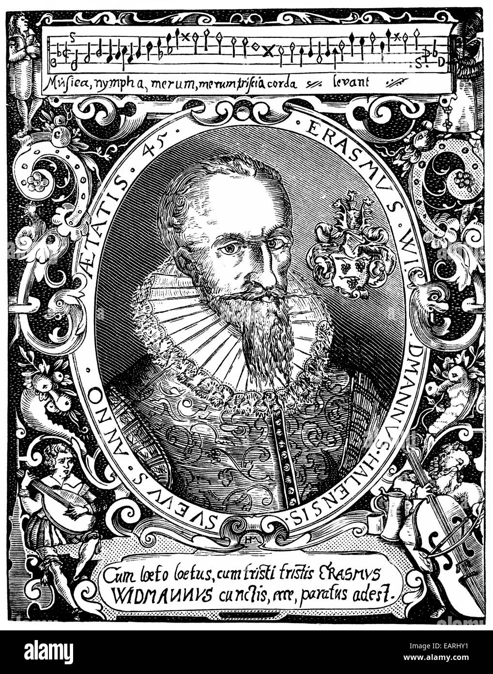 Programme Erasmus Widmann, 1572 - 1634, un compositeur et organiste allemand, Erasmus von Portrait Widmann, 1572 - 1634, ein Deutscher organiste Banque D'Images