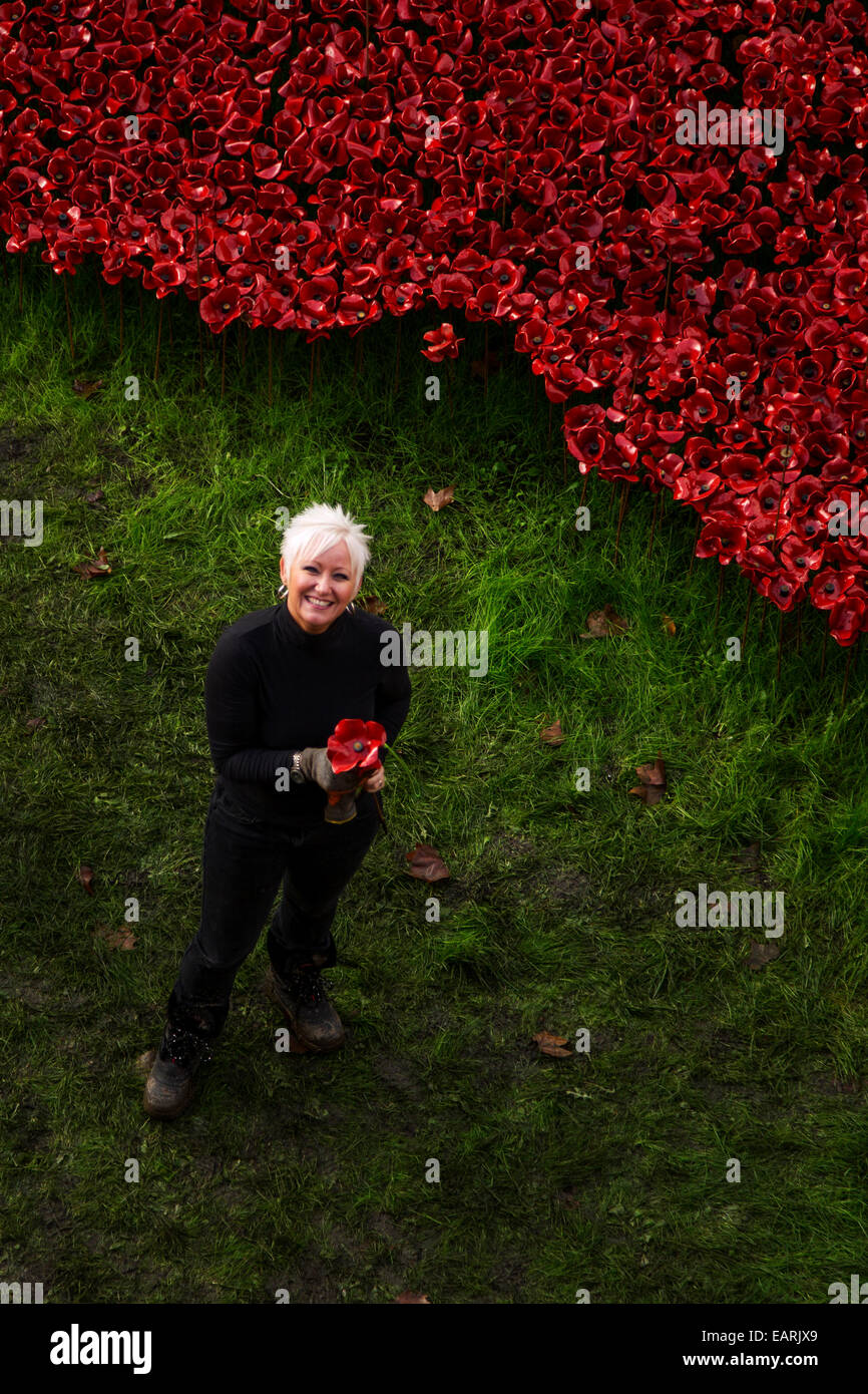 Retrait volontaire d'installation de coquelicots de la Tour de Londres en novembre 2014 Banque D'Images