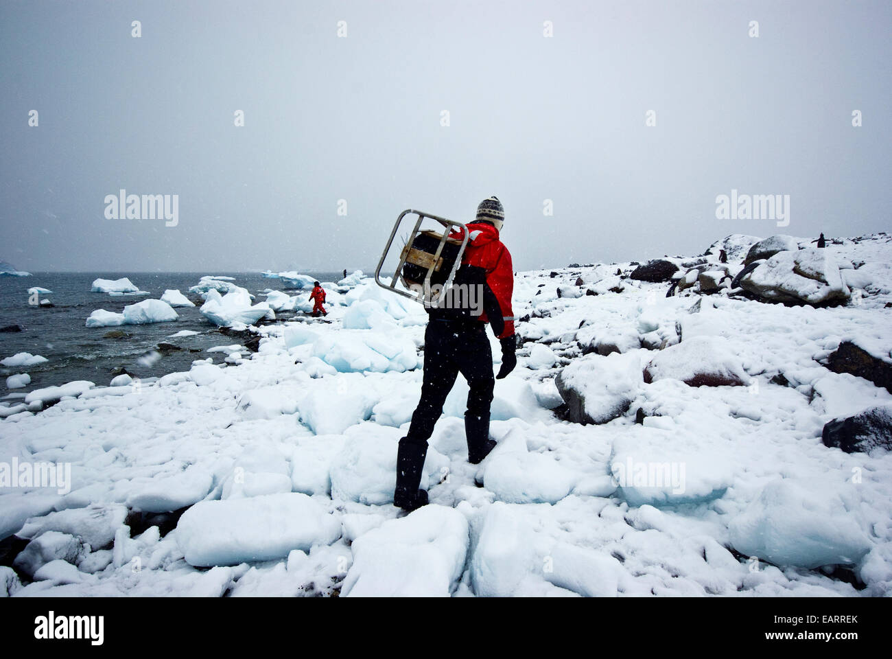 Retrait d'un nettoyeur d'amorçage utilisée pour empêcher la dispersion d'une île. Banque D'Images