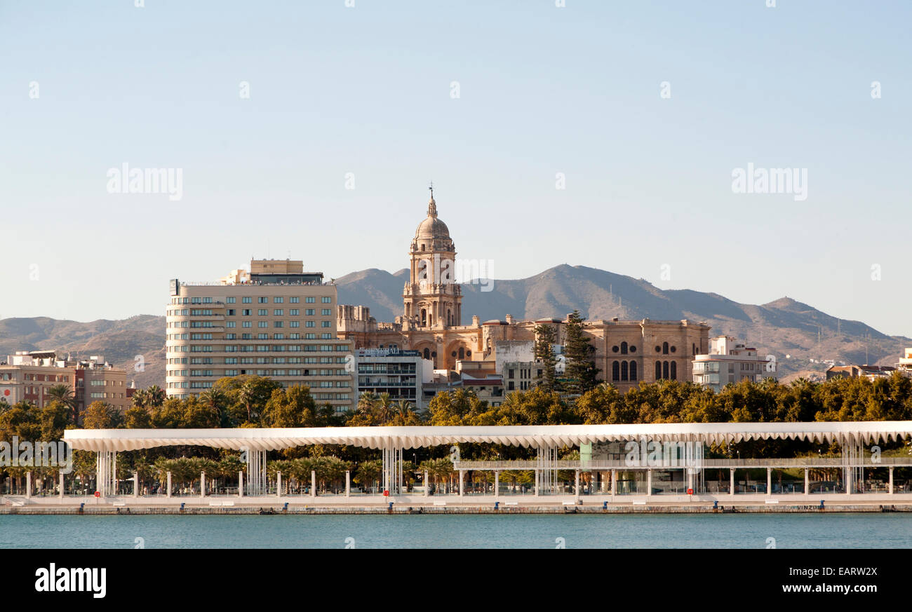 Vue de la cathédrale historique de la ville et du centre-ville, Malaga, Espagne Banque D'Images