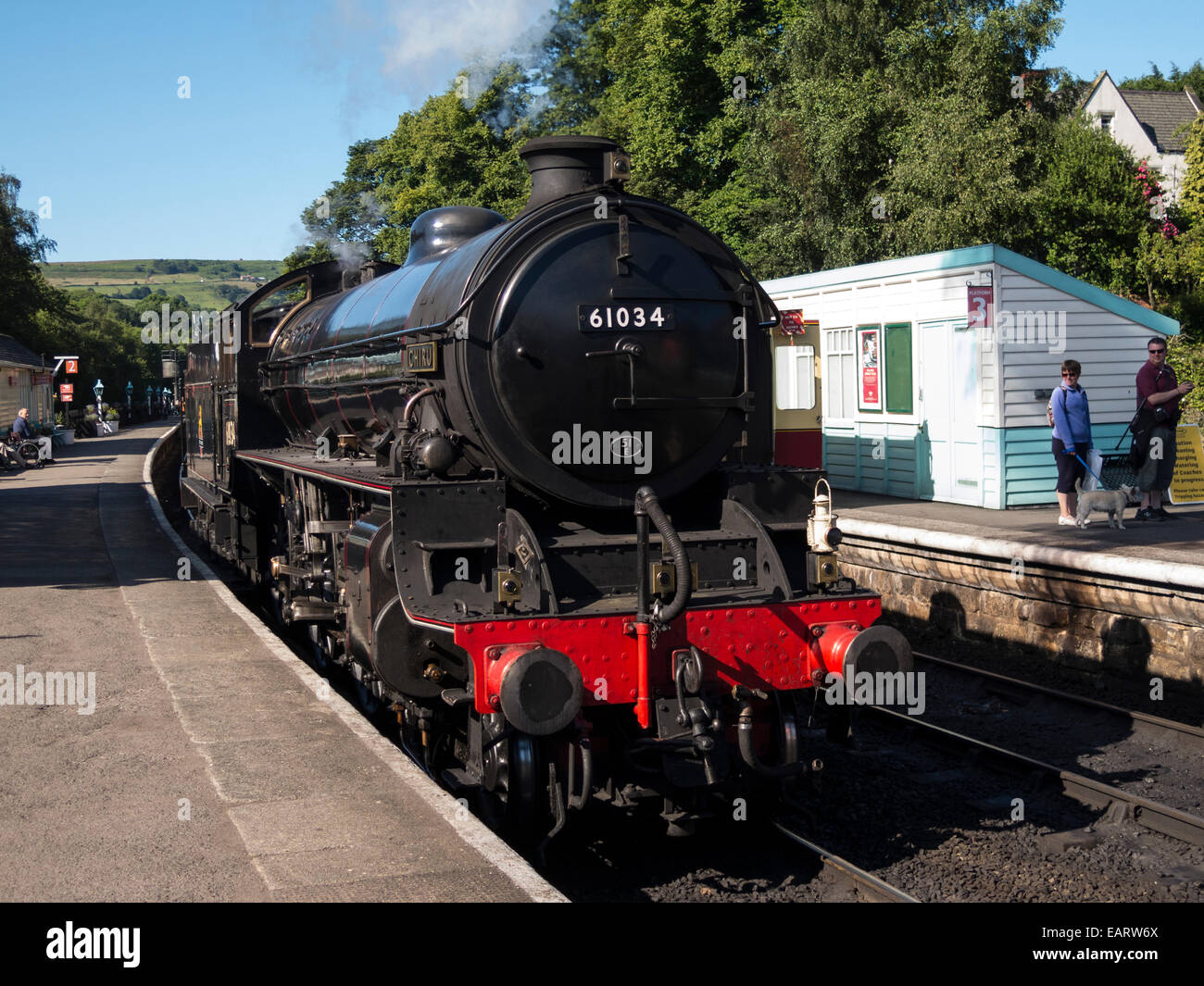 Locomotive à vapeur d'époque, Chiru à Grosmont station sur le North Yorkshire Moors Railway, près de Whitby, North Yorkshire, Angleterre Banque D'Images