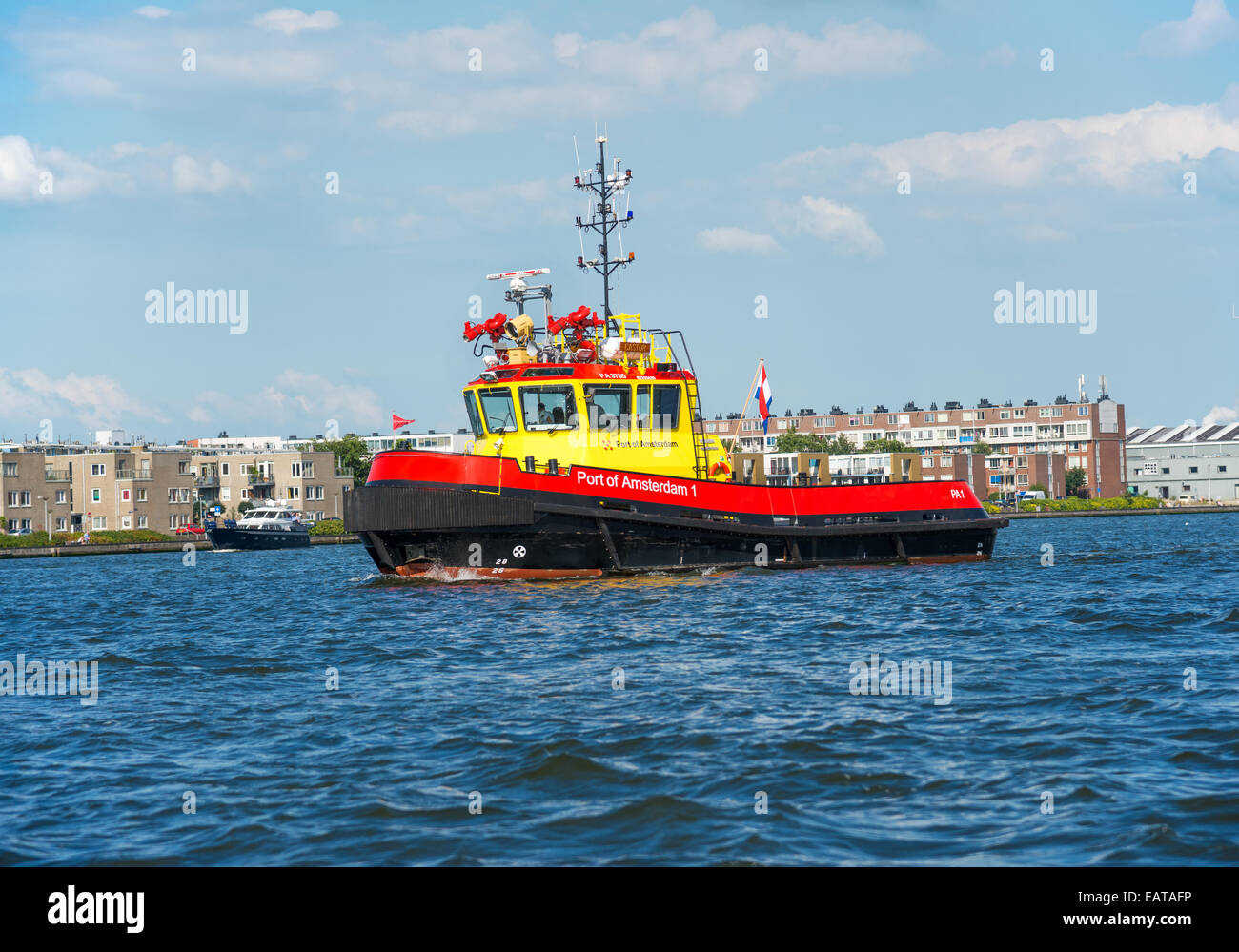 AMSTERDAM, vers août,2014:La Garde côtière canadienne Pilote pour contrôler la navigation dans le port d'Amsterdam sur circa Août 2014 Banque D'Images