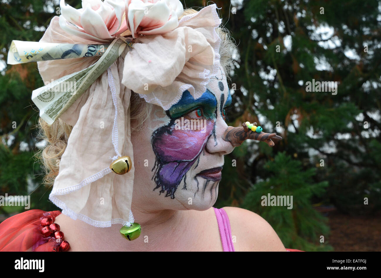 Femme de couleur à 2014 Fantasy Fair Arcen Pays-Bas Banque D'Images