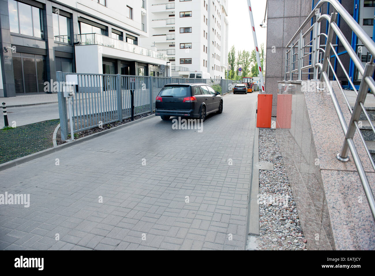 Barrière de sécurité du véhicule - entrée du parking Banque D'Images