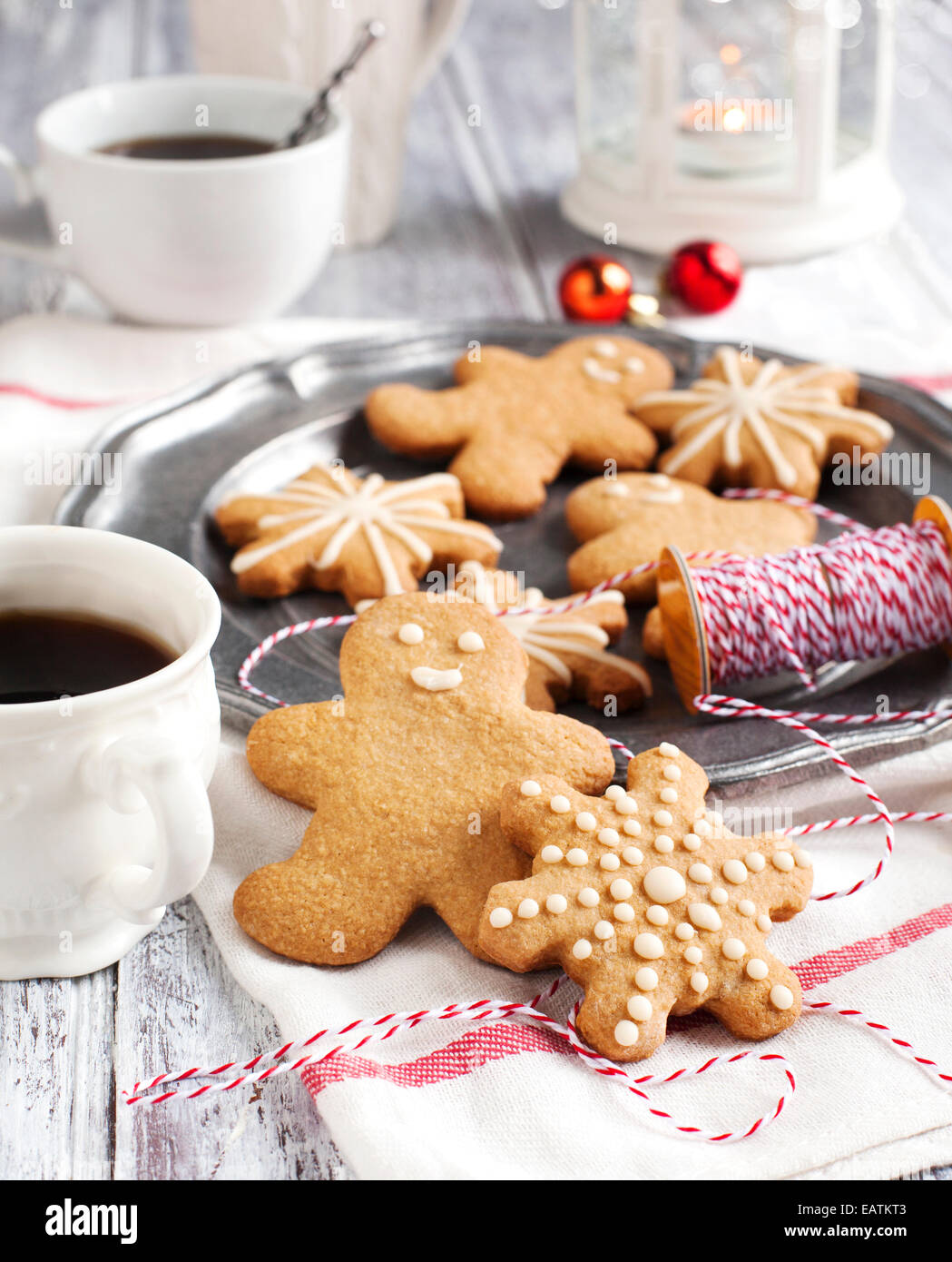 Gingerbread cookies de Noël. Banque D'Images