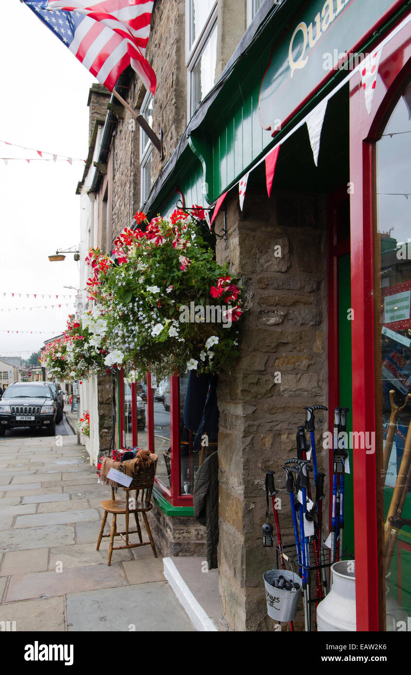 Hawes dans le Parc National des Yorkshire Dales se félicite de la Tour de France 2014 Banque D'Images