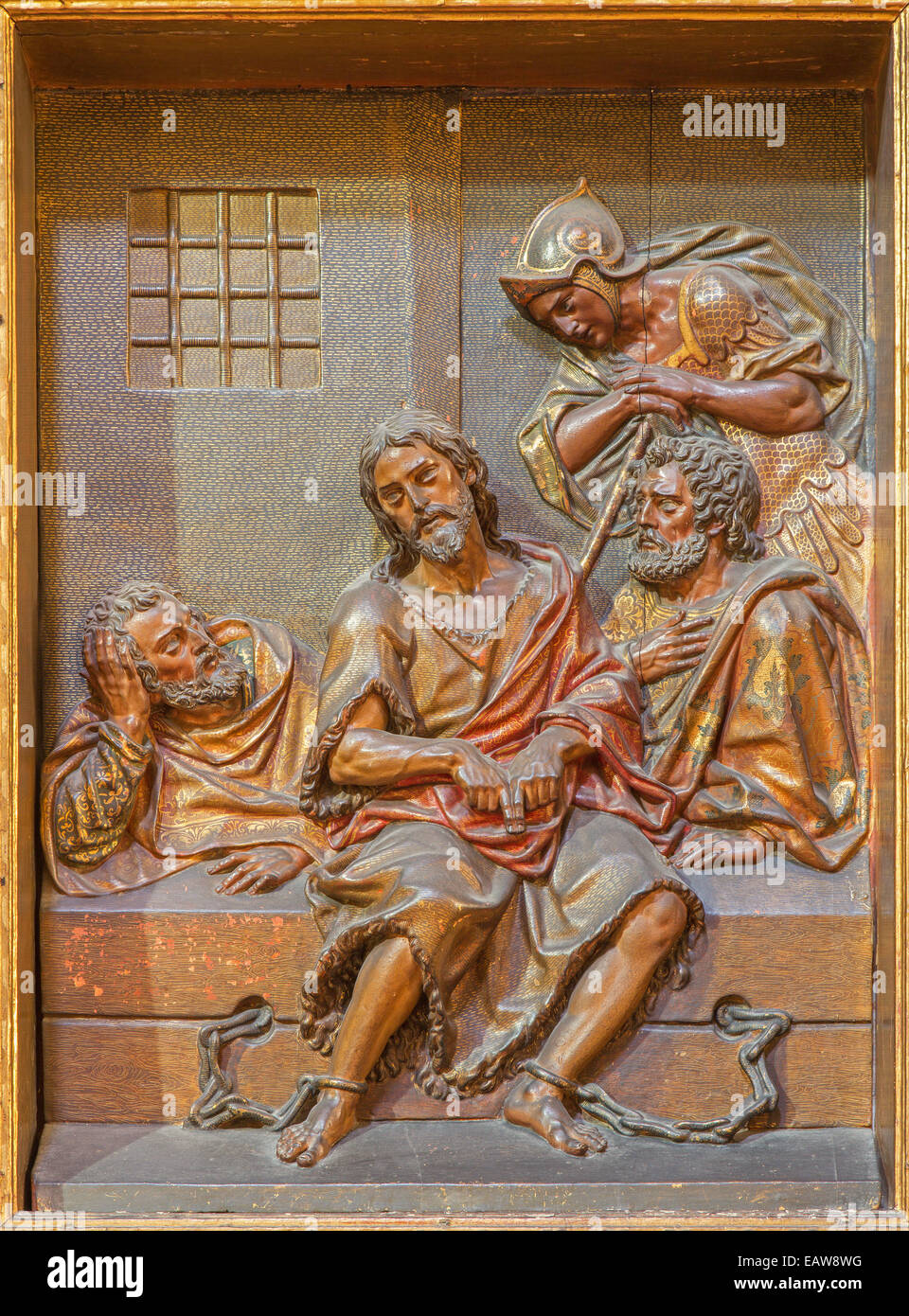 Séville - Le soulagement de polychrome sculpté Saint Jean Baptiste en prison de l'église Iglesia de la Anunciacion Banque D'Images Séville - Le soulagement de polychrome sculpté Saint Jean Baptiste en prison de l'église Iglesia de la Anunciacion Banque D'Images