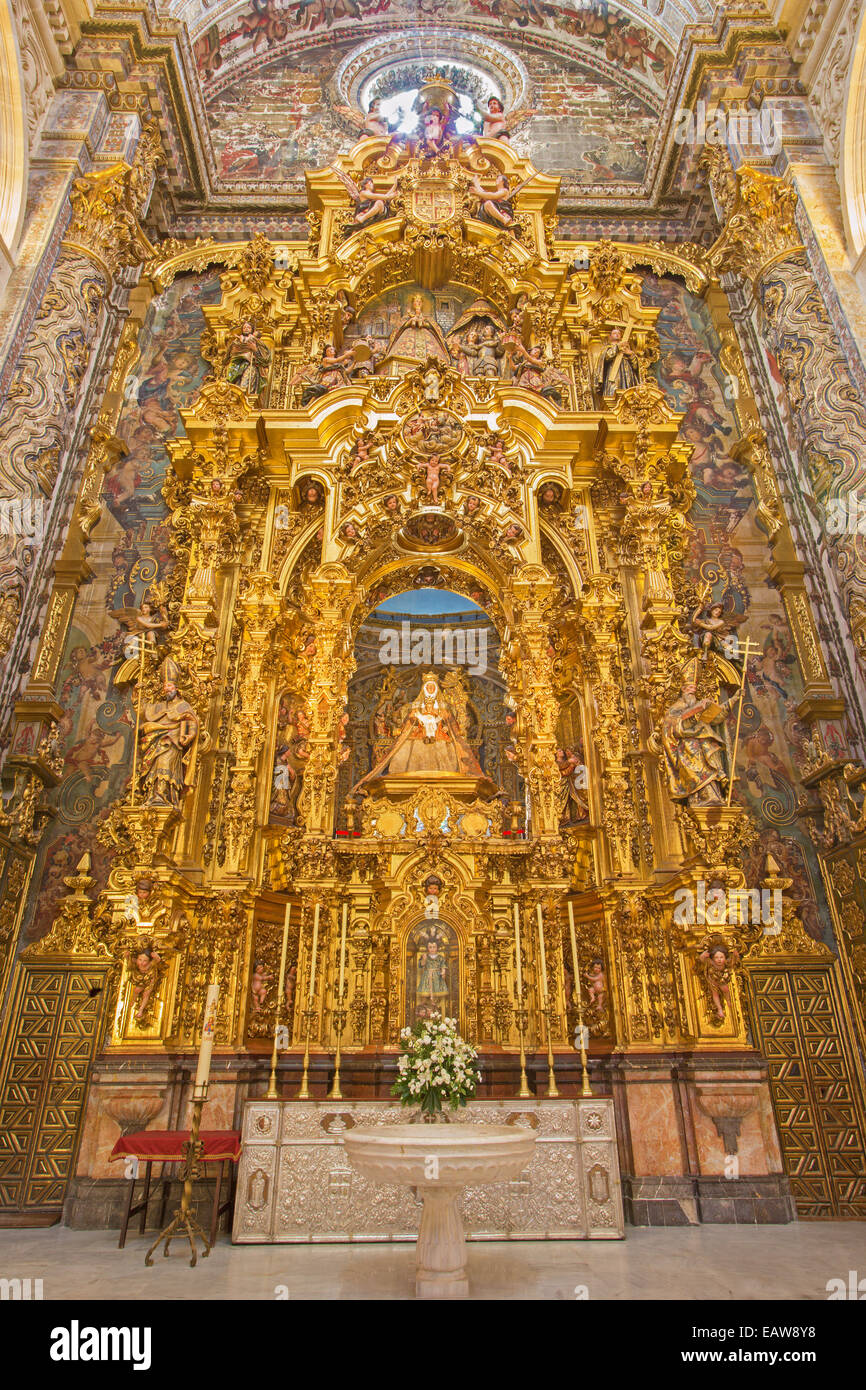 Séville - l'autel latéral de la Virgen de las Aqua achevé en 1731 de l'année par divers artistes dans l'église baroque d'El Salvador Banque D'Images