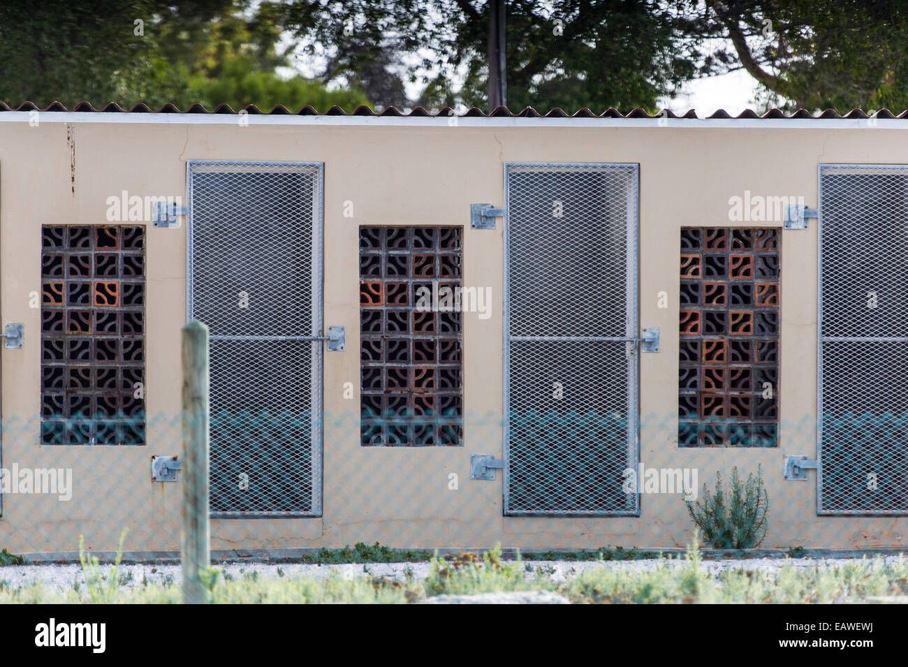Prisonnier politique détenu abandonnés sur les cellules de la prison de Robben Island. Banque D'Images