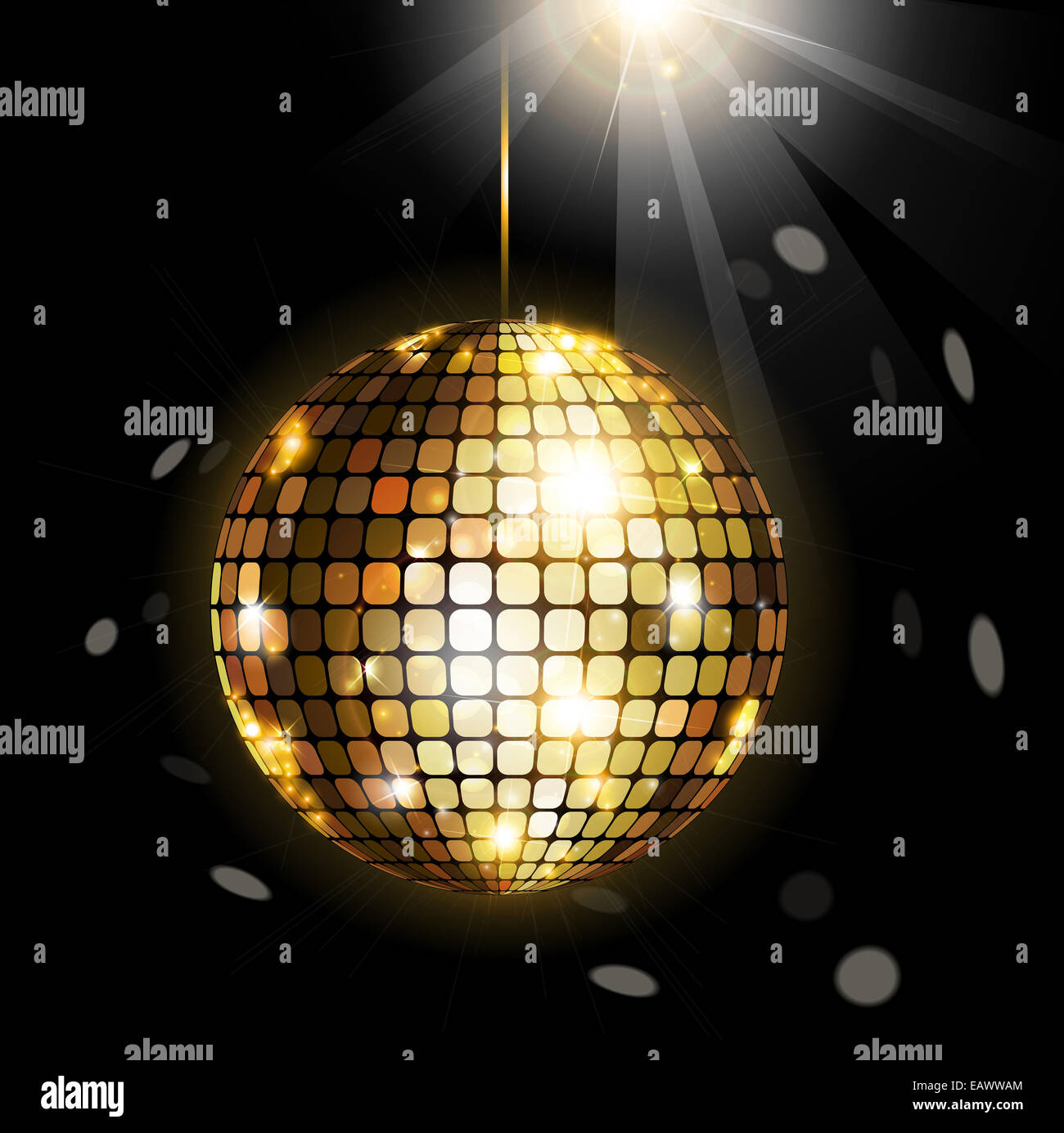 Fond noir avec boule disco brillant Banque D'Images