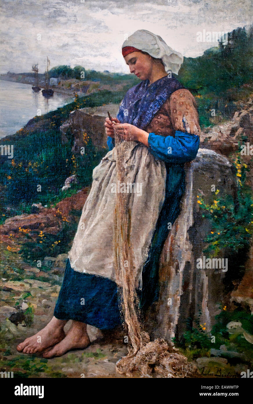Une Fille de pêcheur - Un pêcheur Girl 1876 Jules Adolphe Aimé Louis Breton 1827 - 1906 France Banque D'Images