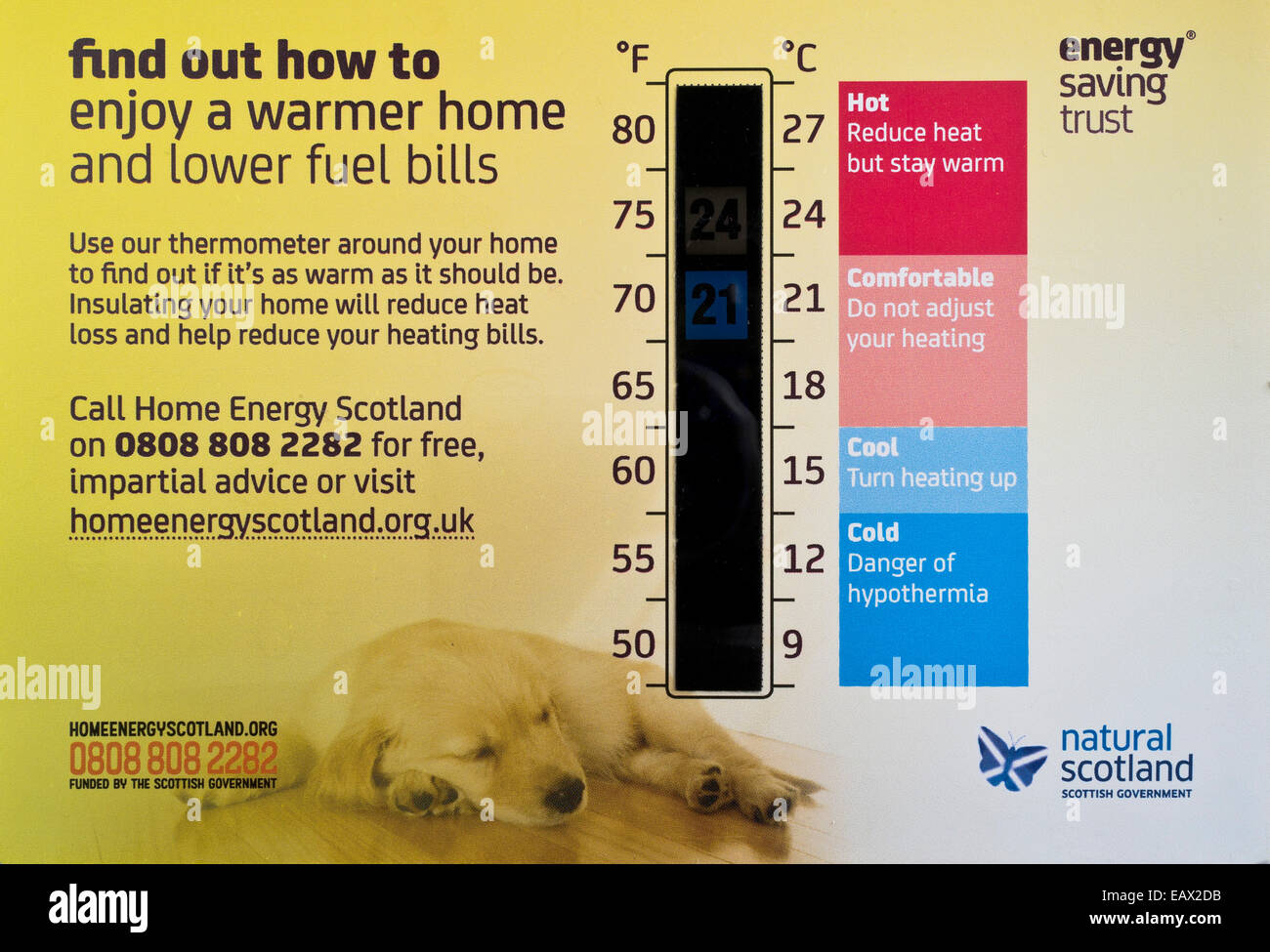 Dh Energy Saving Trust britannique d'économie d'énergie à la maison en Écosse maison chaleur guide thermomètre numérique Banque D'Images