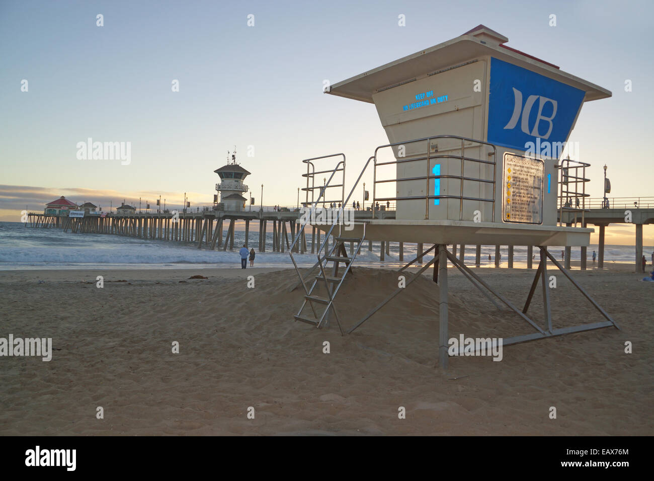 Life Guard Station à Huntington Beach Banque D'Images