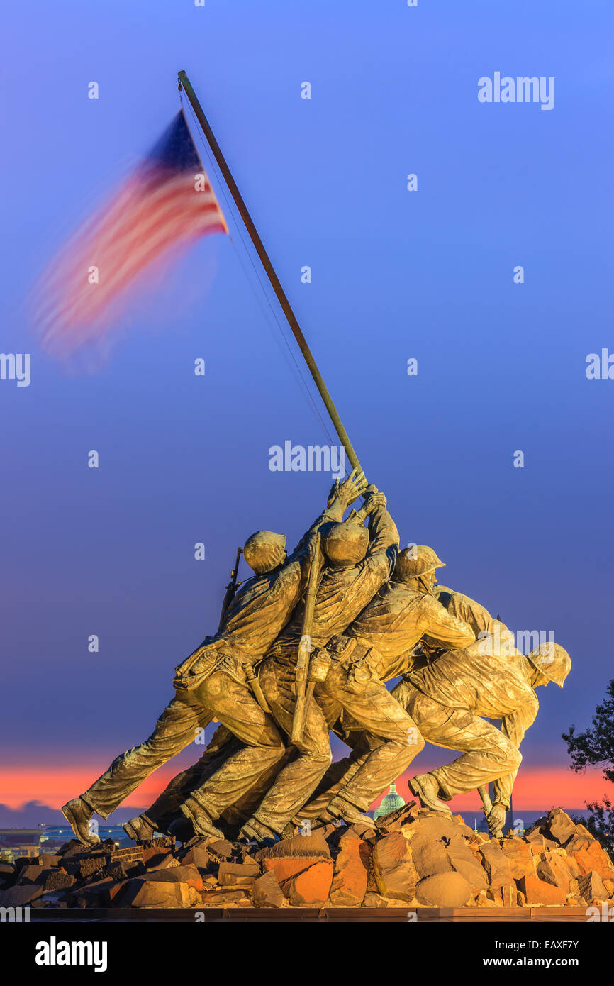 US Marine Corps War Memorial, également connu sous le nom de Mémorial Iwo-Jima à Arlington, Virginia, USA. Banque D'Images