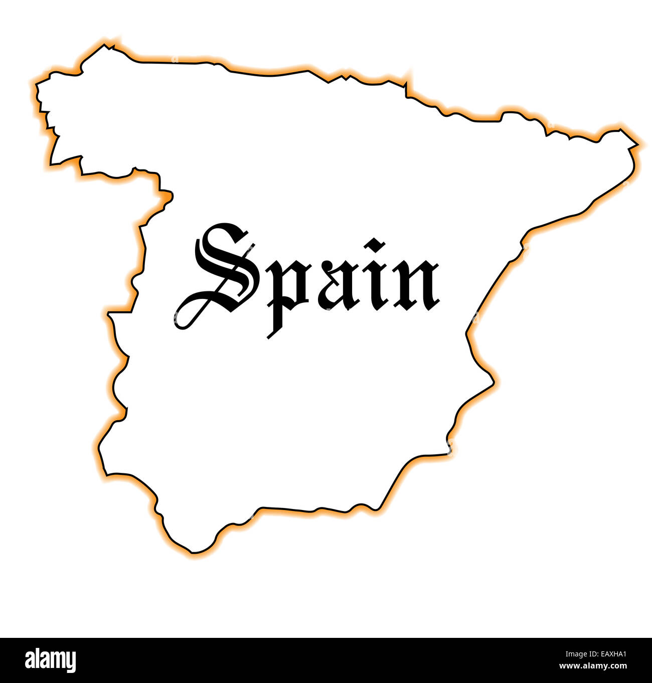 Carte de l'Espagne sur un fond blanc Banque D'Images