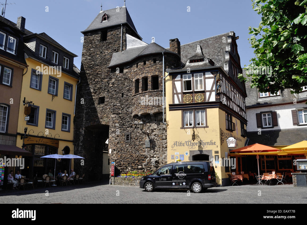 L'Enderttor, ou Endert Gate, et le 14e siècle, dans l'hôtel Alte Thorschenke Cochem, sur la Moselle, Allemagne Banque D'Images