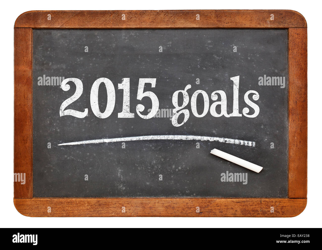 Objectifs 2015 sur un tableau noir ardoise vintage - Nouvelle année, résolutions ou plans concept Banque D'Images