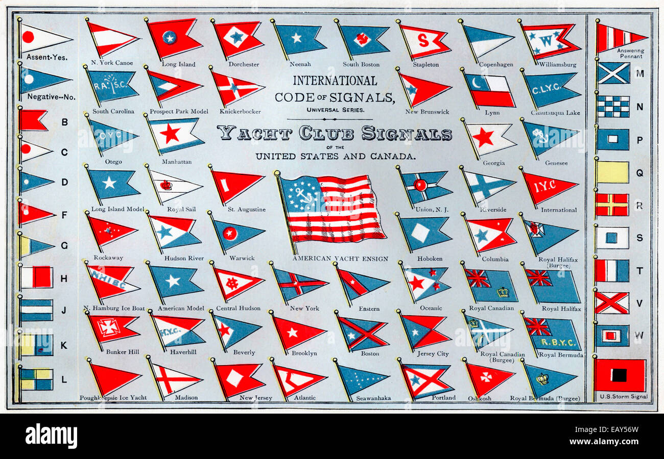 Drapeaux historiques de l'histoire des États-Unis, des signaux maritimes international Yacht Club, Signaux, Historische Flaggen aus der US-ameri Banque D'Images