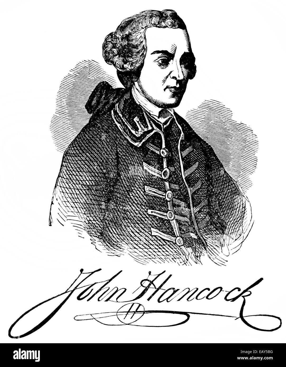 Portrait de John Hancock, 1736 - 1793, un homme d'affaires américain et l'un des dirigeants du soulèvement des 13 colonies contre Banque D'Images