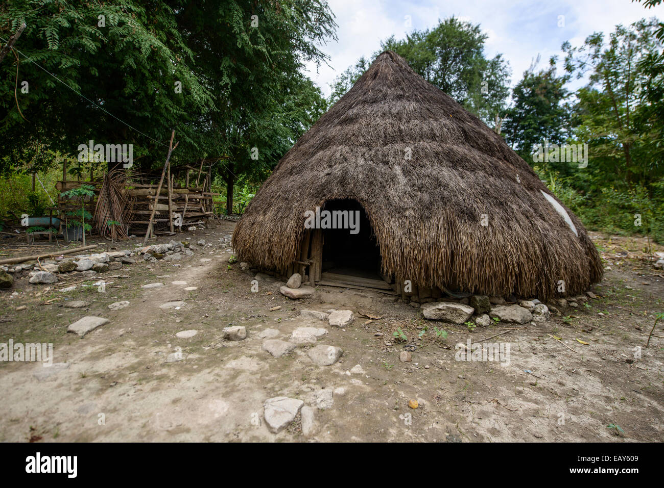 L'Ume Kebubu, cabane typique du Timor occidental, en Indonésie Banque D'Images