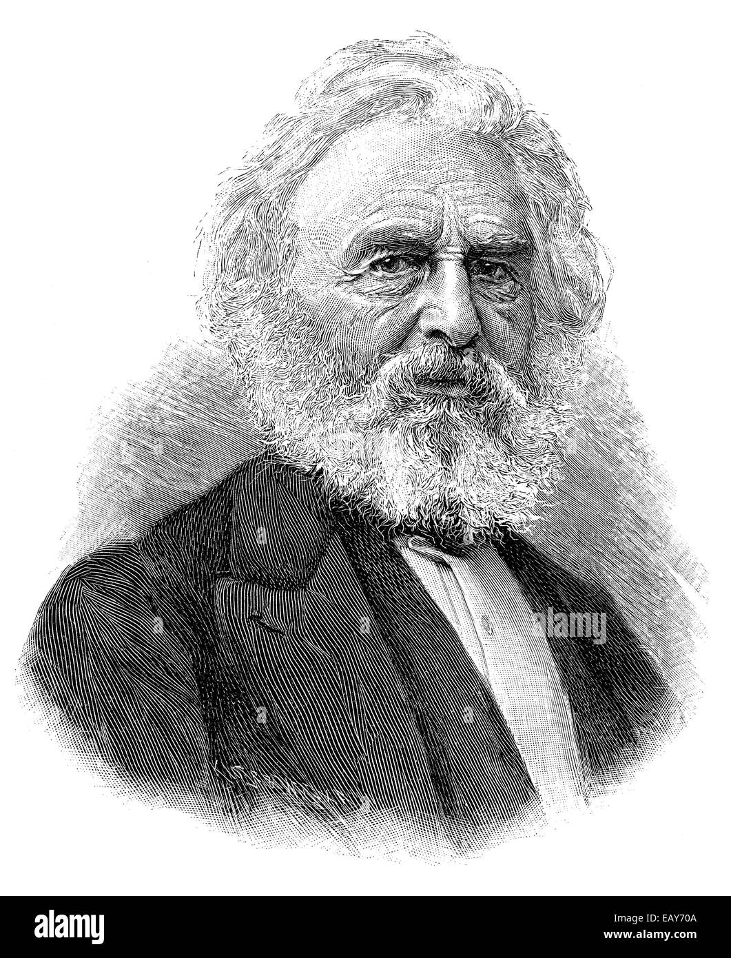 Henry Wadsworth Longfellow, 1807 - 1882, un écrivain, poète, traducteur et dramaturge, Historische Mischtechnik aus dem 19. Banque D'Images
