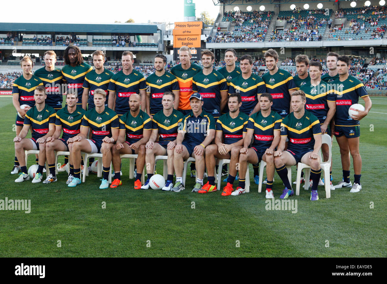 Paterson Stadium, Perth, Australie. 22 Nov, 2014. Série de règles internationales de football gaélique, Perth, Australie 1 match contre l'Irlande, l'équipe australienne pour le règlement international match contre l'Irlande. Credit : Action Plus Sport/Alamy Live News Banque D'Images
