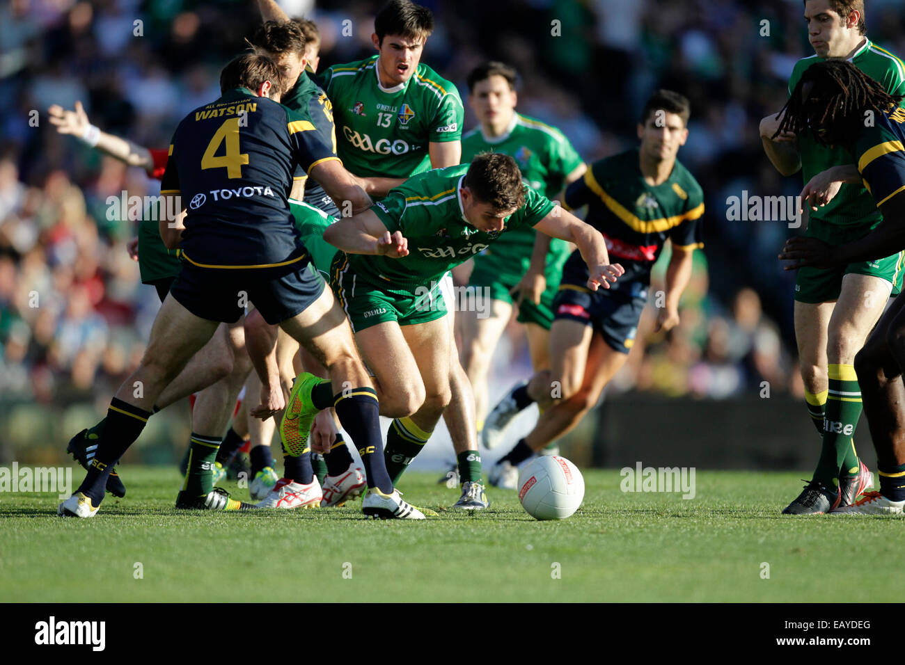 Paterson Stadium, Perth, Australie. 22 Nov, 2014. Série de règles internationales de football gaélique, Perth, Australie 1 match contre l'Irlande, l'action de la première moitié du jeu. Credit : Action Plus Sport/Alamy Live News Banque D'Images