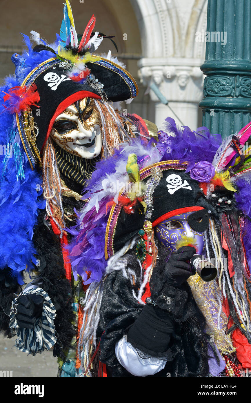 Femme avec masquerade et costume, Venise Carnaval Banque D'Images