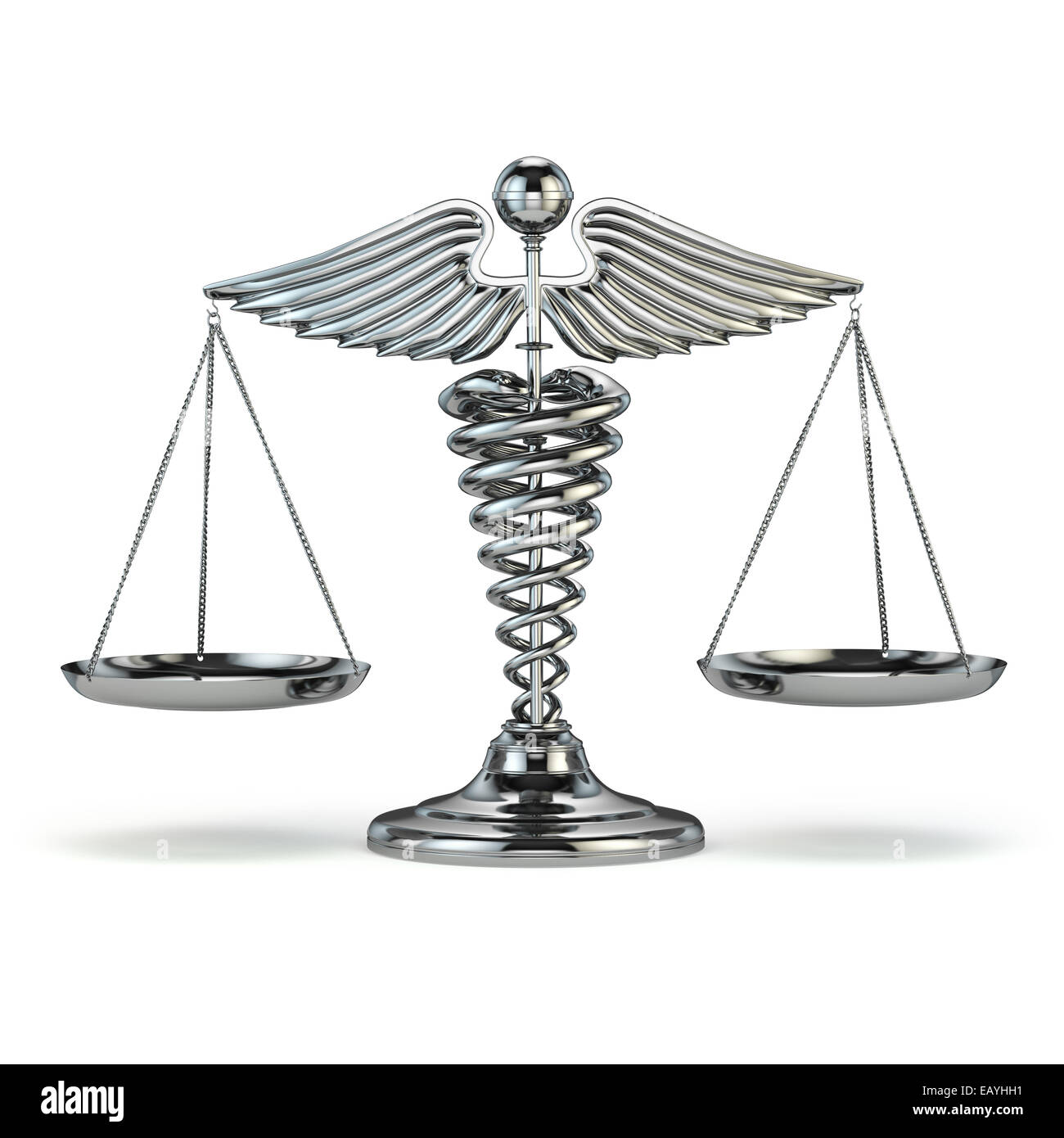 La médecine et la justice. Caducée symbole comme des écailles. Image conceptuelle. 3d Banque D'Images