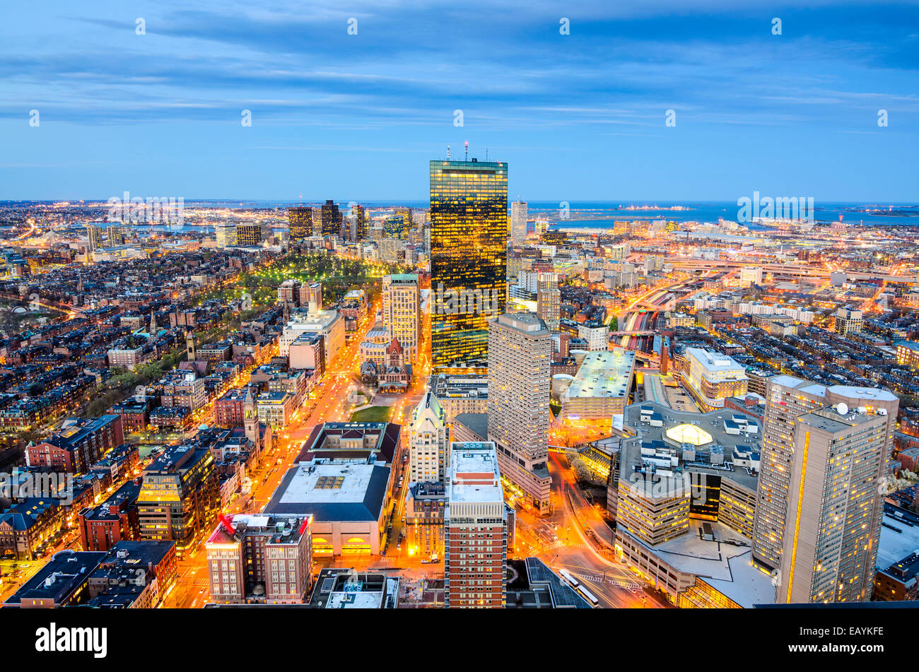 Boston, Massachusetts, USA Vue aérienne du centre-ville de la ville. Banque D'Images
