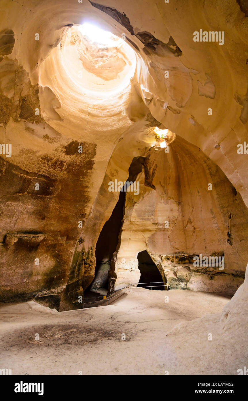 L'intérieur des grottes de Bell à Bet Guvrin, Israël. Banque D'Images