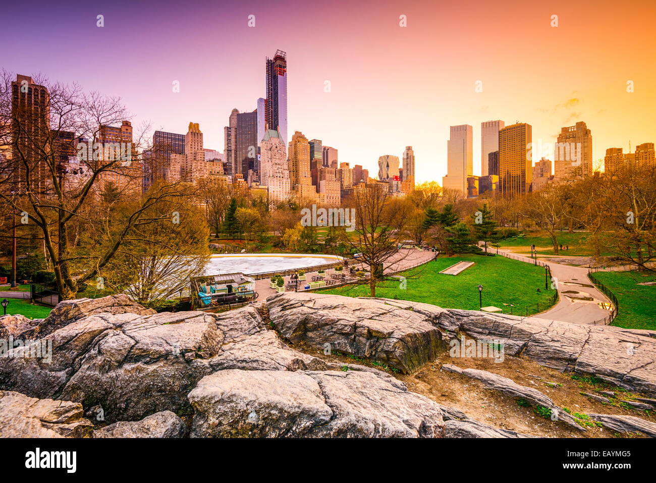 New York Ville paysage urbain vue de Central Park. Banque D'Images