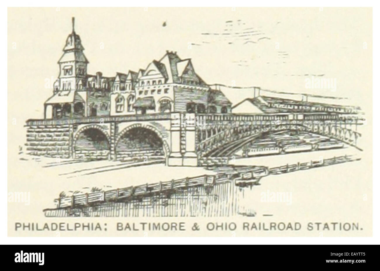 US-PA(1891) p741 Philadelphie, Baltimore & Ohio Railroad Station Banque D'Images