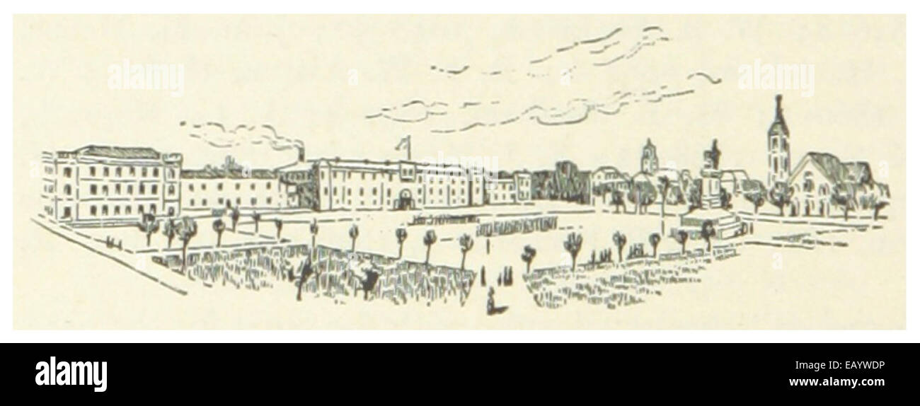 Cette carte de 1891 présente Marion Square à Charleston, Caroline du Sud, mettant en évidence la statue de Calhoun et la Citadelle. Les deux sont des monuments historiques importants dans la ville. Banque D'Images