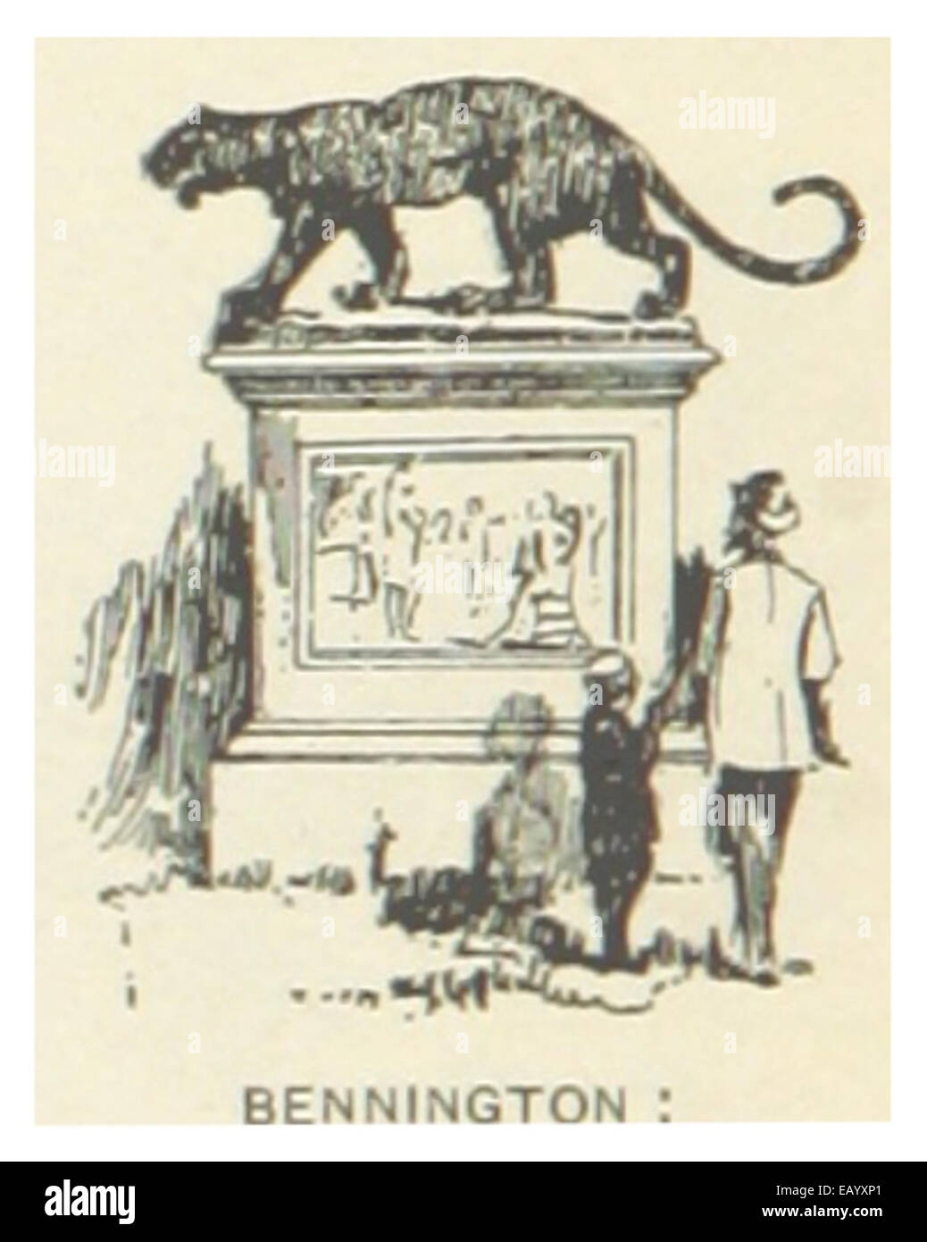 Une illustration de 1891 du Catamount Monument à Bennington, Vermont, représentant ce monument historique honorant la milice du Vermont pendant la Révolution américaine. Banque D'Images