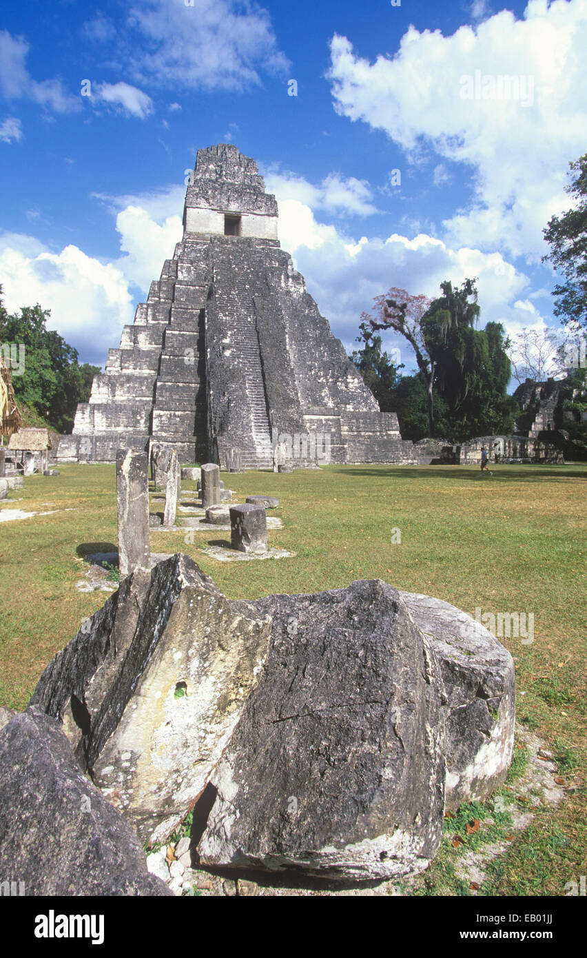 Temple I (ou Temple du Grand Jaguar) au parc national de Tikal, Guatemala, Amérique Centrale Banque D'Images