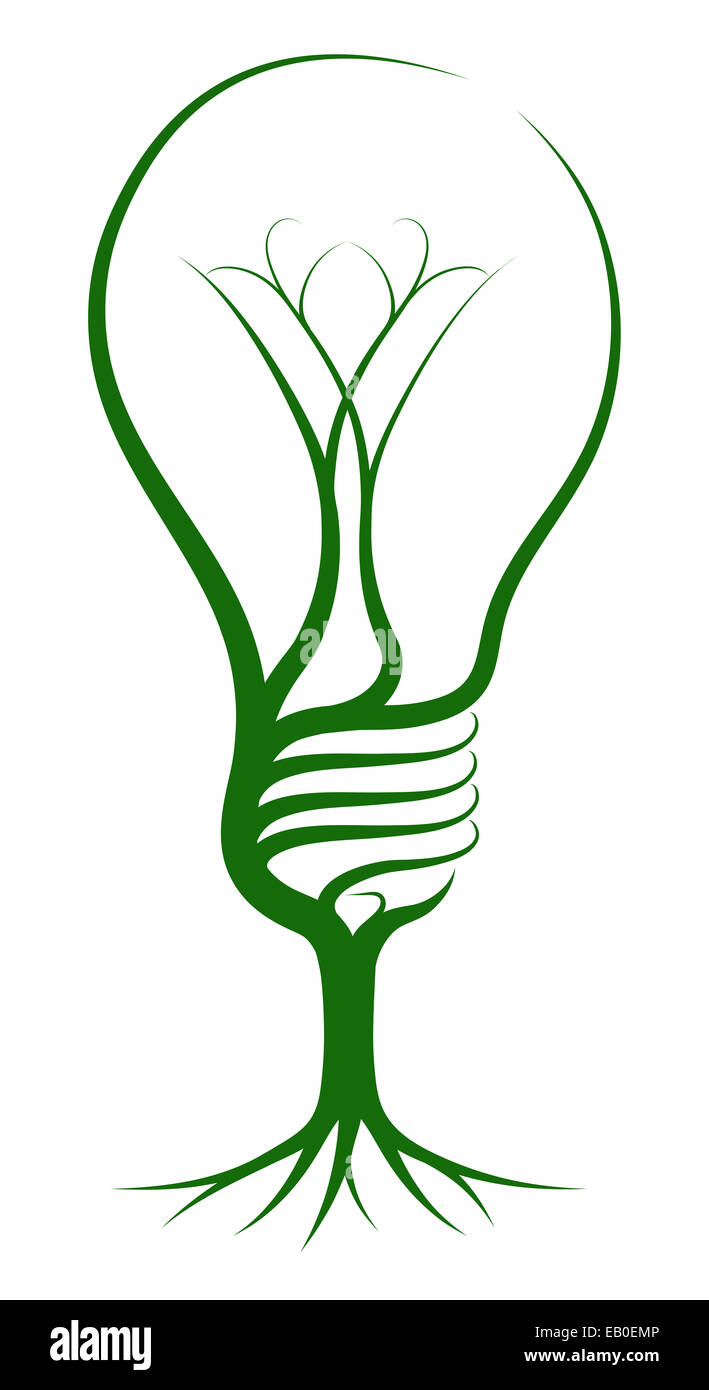 Arbre ampoule de concept d'un arbre qui pousse dans la forme d'une ampoule électrique. Pourrait être un concept d'idées ou d'inspiration Banque D'Images