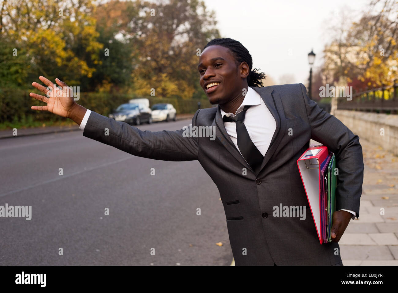 L'homme d'affaires originaire d'un taxi Banque D'Images