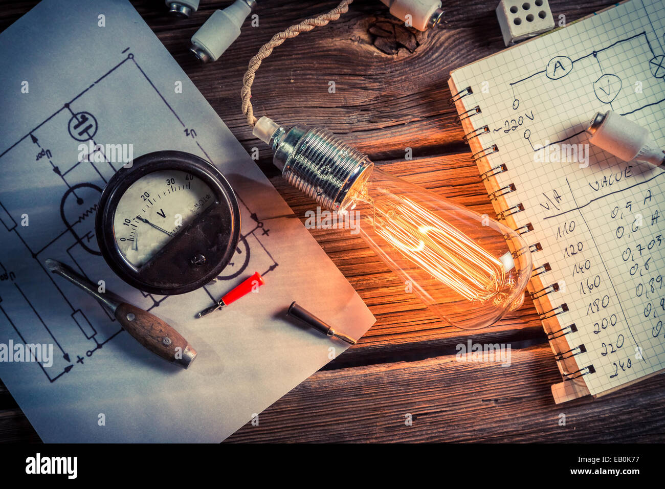 Des tests de résistance de l'ampoule dans le laboratoire Banque D'Images