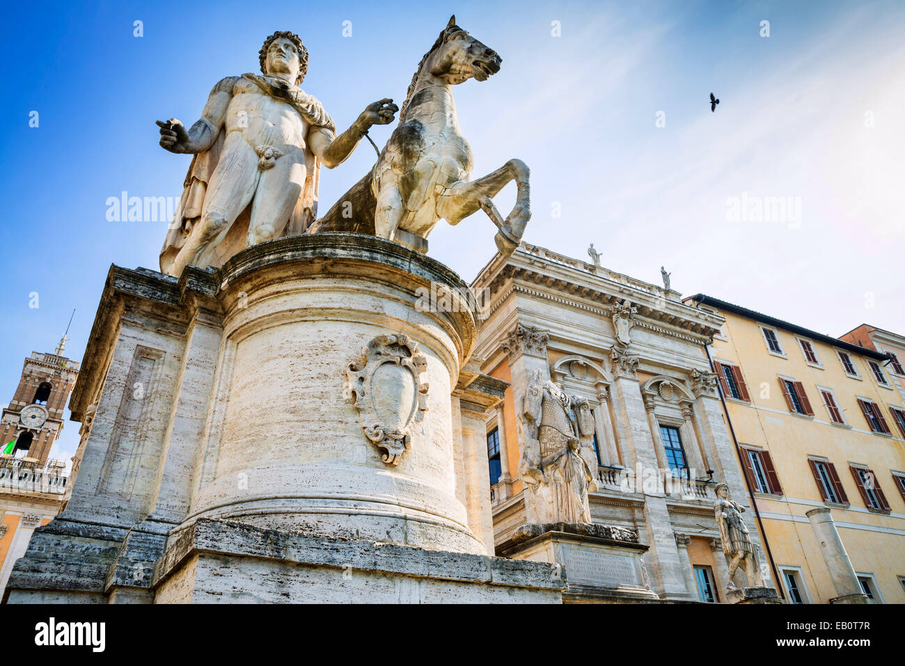 Statue de Castor, la Piazza del Campidoglio, colline du Capitole, Rome, Italie Banque D'Images